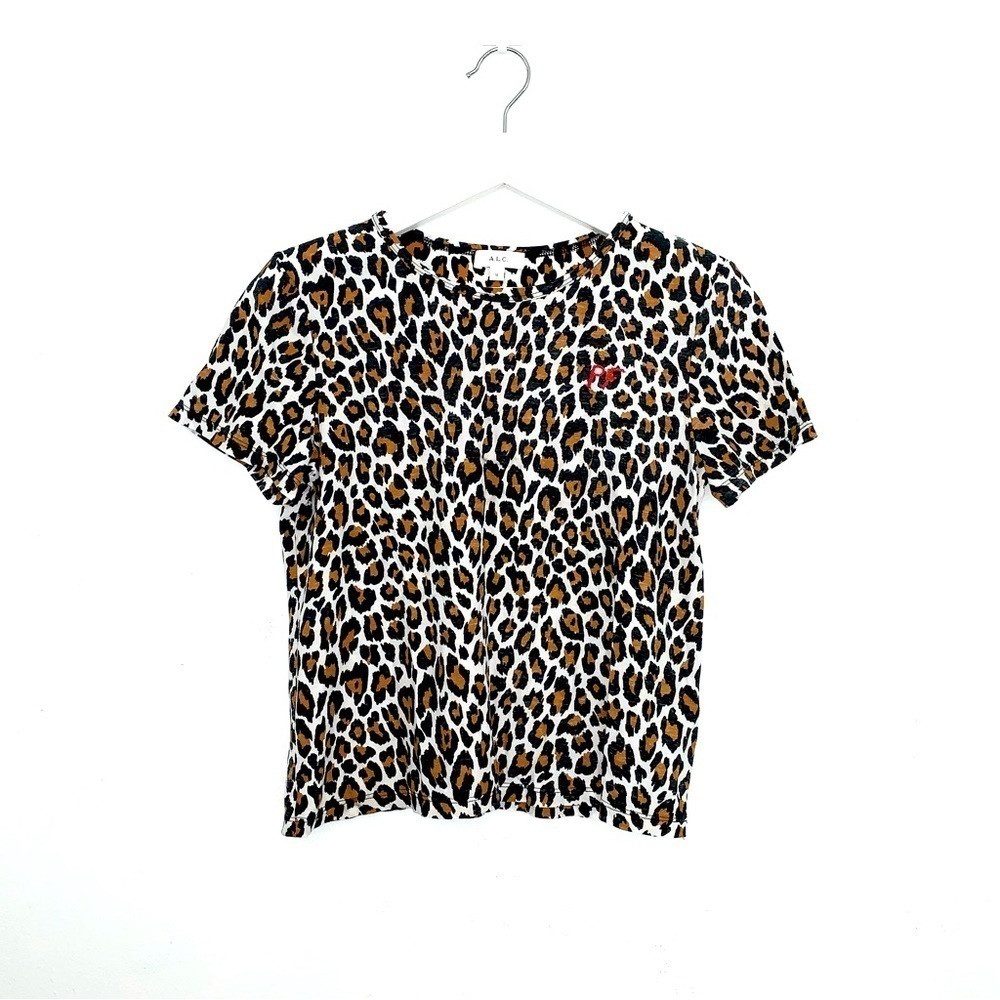 A.L.C. Bambina Leopard Print Tissue T-Shirt size medium